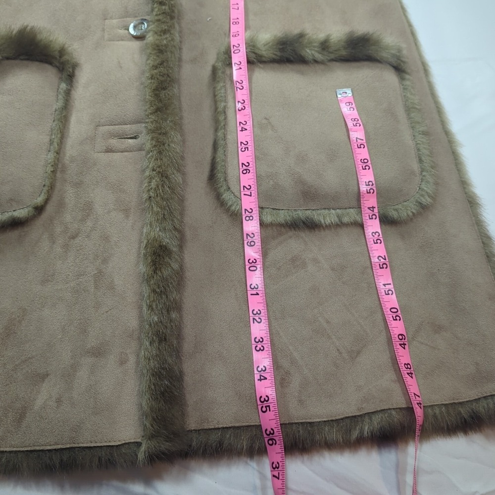Dennis Basso Women Brown‎ Tan Long Sleeve Fur Inner Shell Coat Faux Medium - Picture 9 of 15